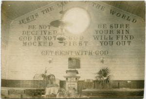 Interior of Indian mission church, China Hat, B.C.