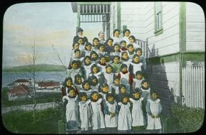 Staff and girls of the Elizabeth Long Memorial Home