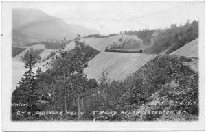 G.T.P. passenger train 15 miles below Hazelton, B.C.